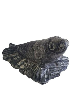 Wolf Original Canadian Soapstone Sea Lion Seal Carving Handmade Art Vintage